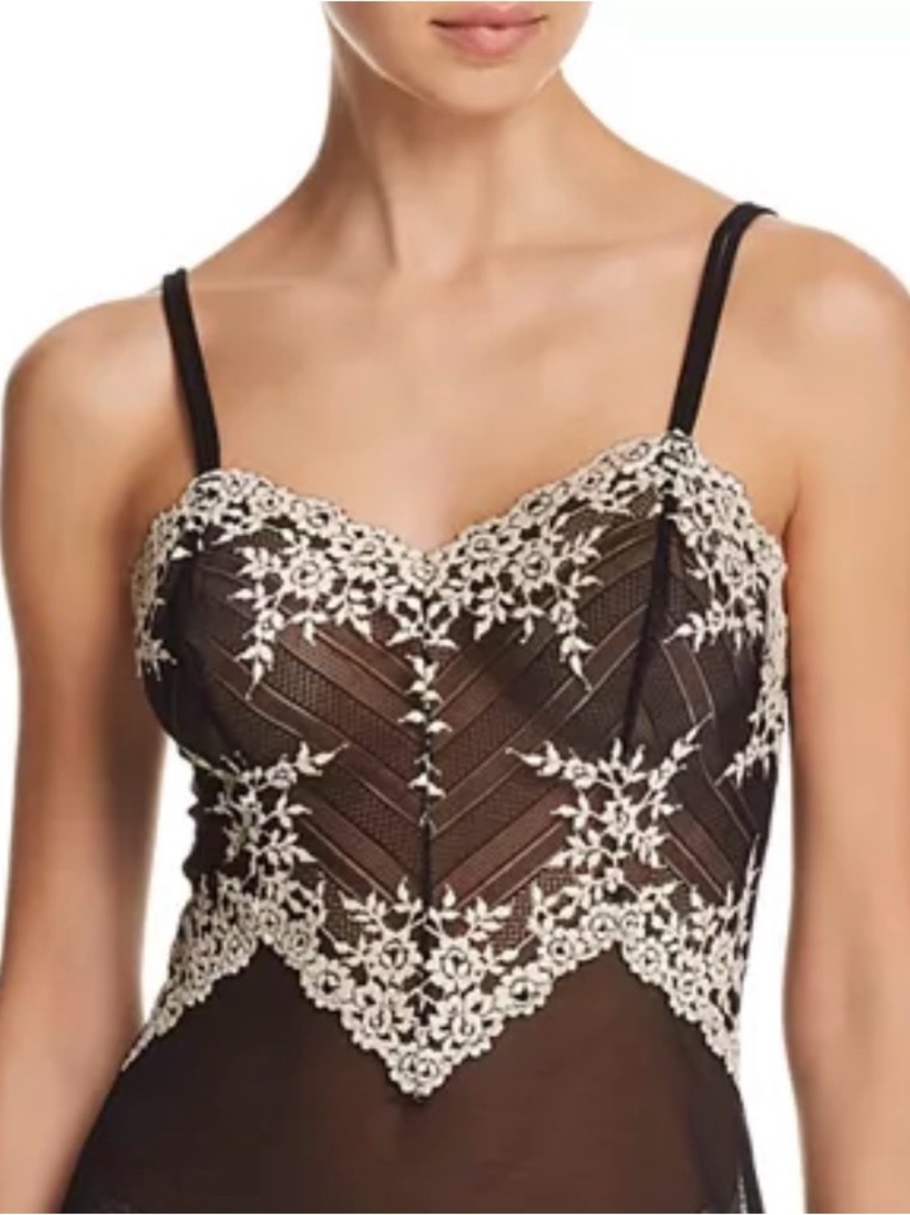 WACOAL Embrace Lace Camisole 811191 Size XL Black & Ivory